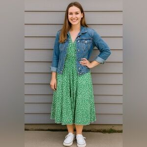 Max Studio Green Floral Midi Dress